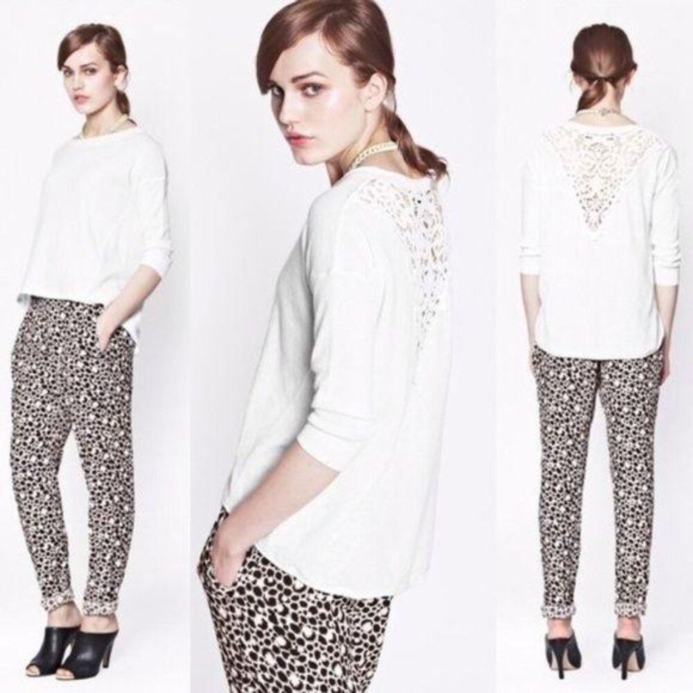 French Connection Grace White Crochet back Top Leg